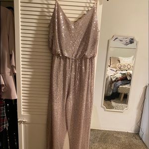 Eliza J Sequin jumpsuit with pockets